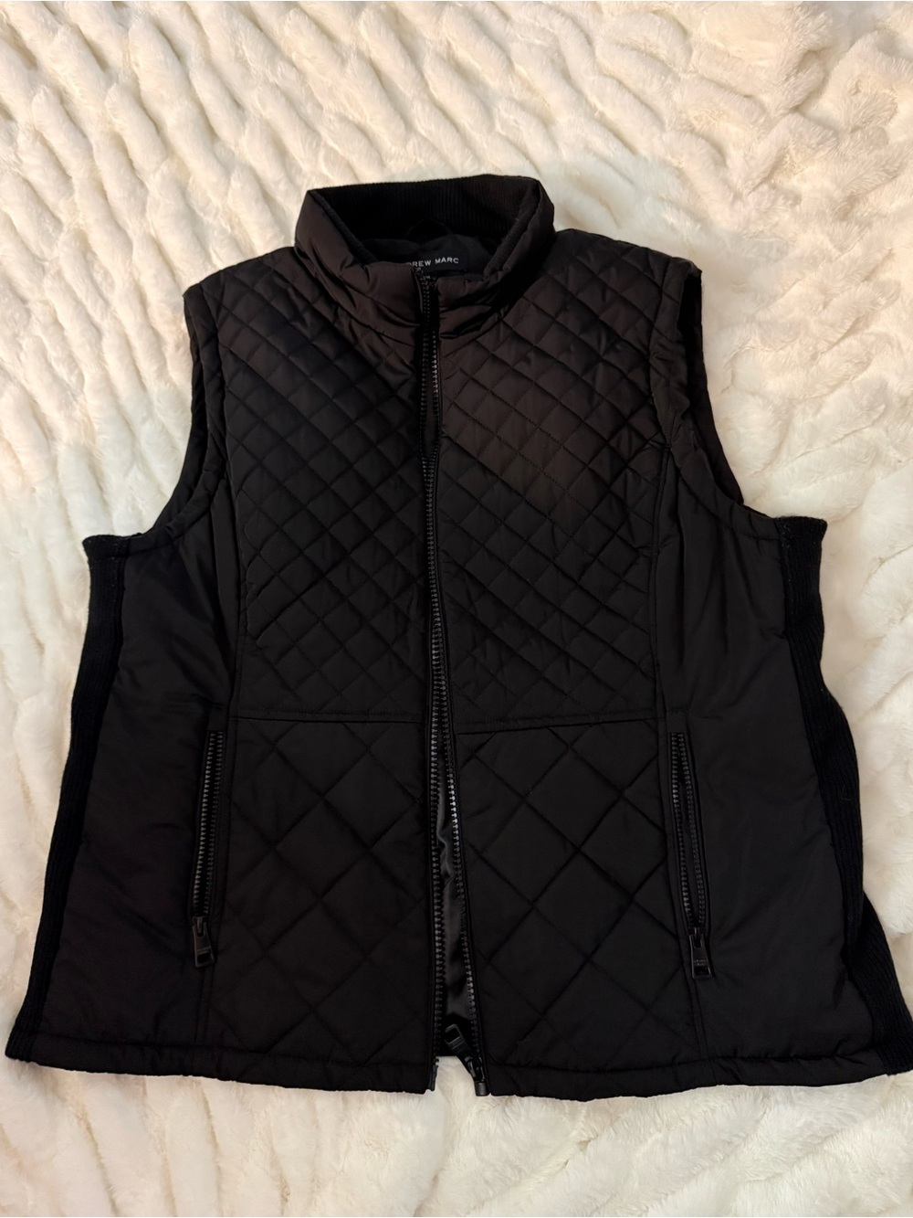 Andrew Marc Black Quilted Sleeveless Vest XXL Like New